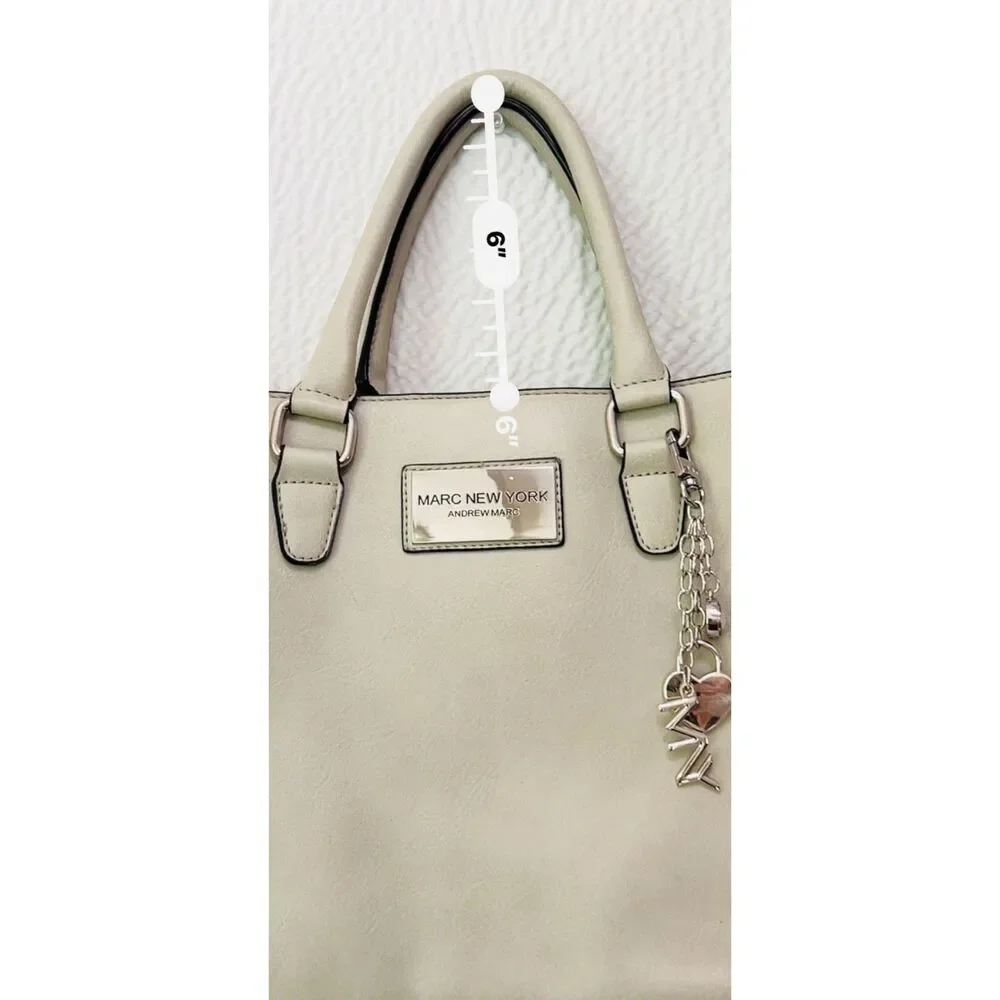 Vintage Marc New York faux white leather satchel with chain detail